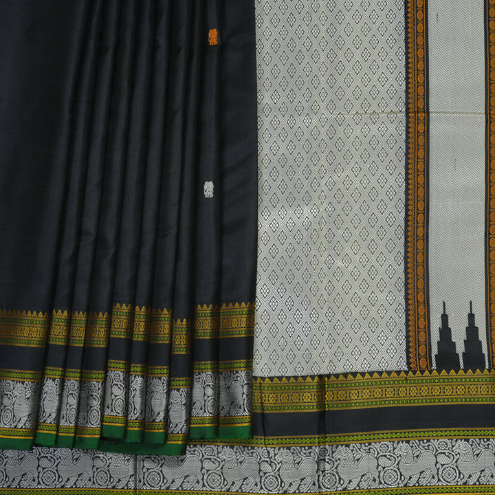 Hayagrivas Handloom Black Kanjivaram Silk Saree KBE2278B2-1