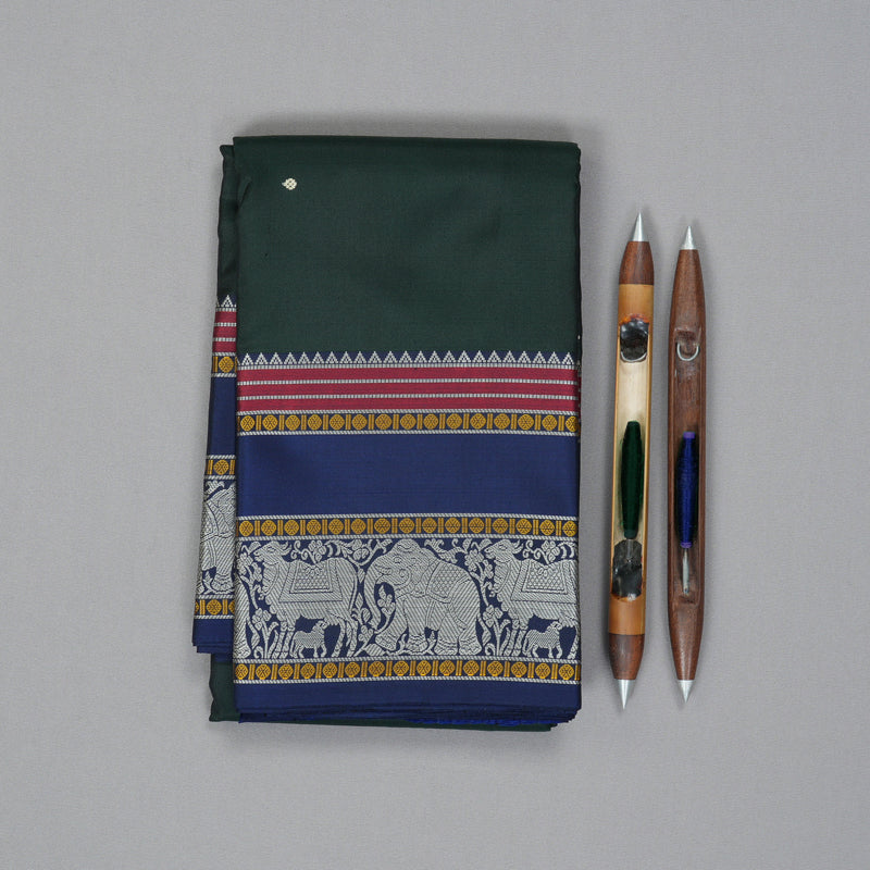 Hayagrivas Handloom Karum Pachai Kanjivaram Silk Saree KBE2278B5-1