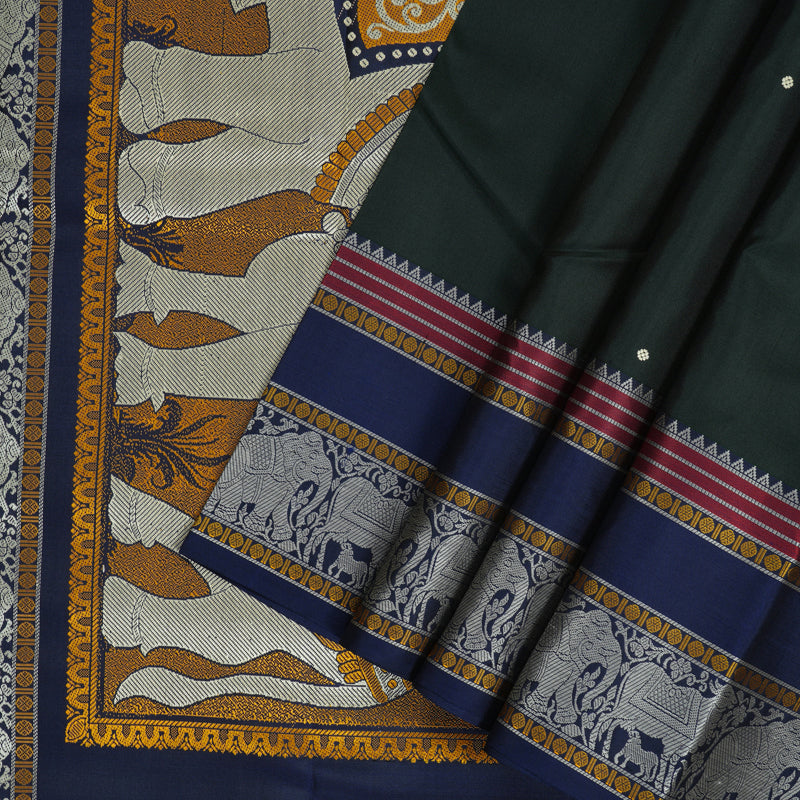 Hayagrivas Handloom Karum Pachai Kanjivaram Silk Saree KBE2278B5-1