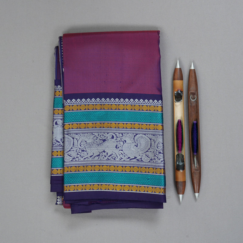 Hayagrivas Handloom Purple Kanjivaram Silk Saree KBE2278B6-2
