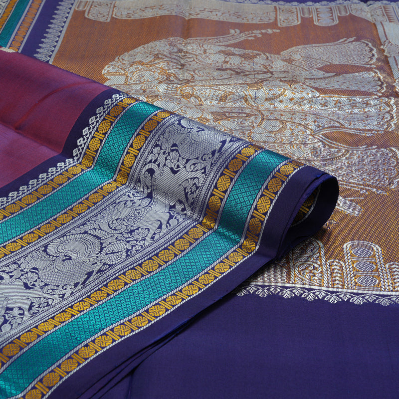 Hayagrivas Handloom Purple Kanjivaram Silk Saree KBE2278B6-2
