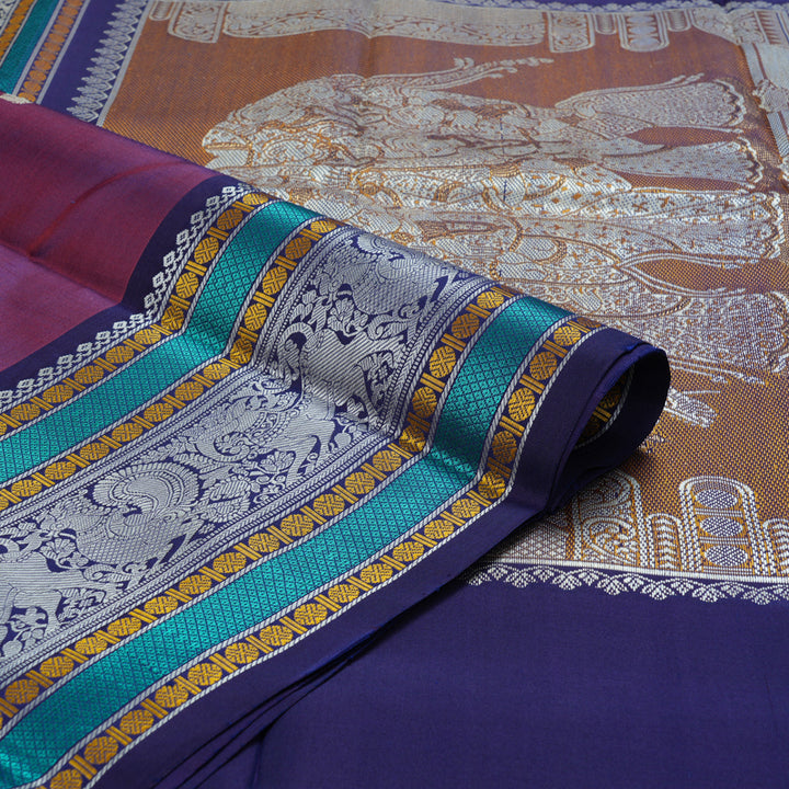 Hayagrivas Handloom Purple Kanjivaram Silk Saree KBE2278B6-2