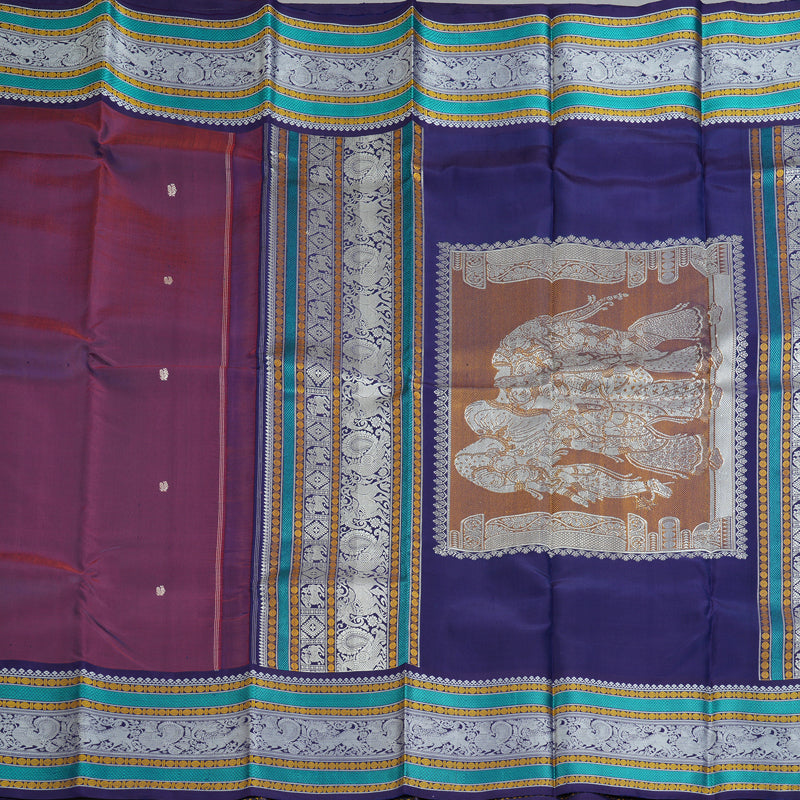 Hayagrivas Handloom Purple Kanjivaram Silk Saree KBE2278B6-2