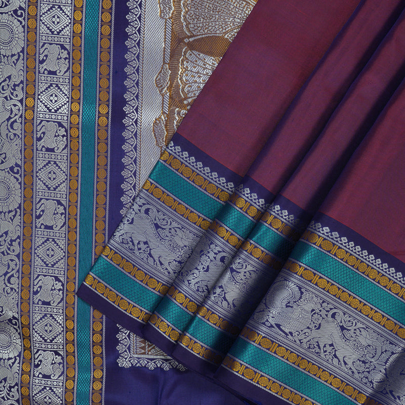 Hayagrivas Handloom Purple Kanjivaram Silk Saree KBE2278B6-2