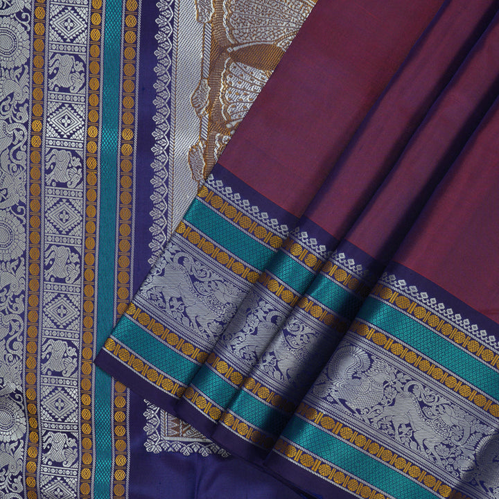 Hayagrivas Handloom Purple Kanjivaram Silk Saree KBE2278B6-2