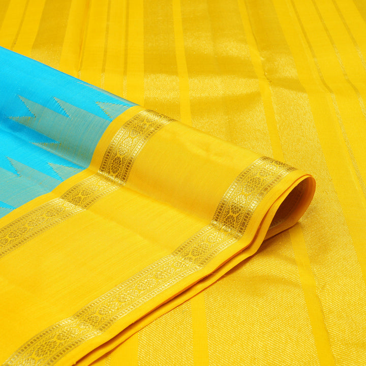 Hayagrivas Handloom Pure Kanjivaram Silk Saree Brilliant Sea Blue KBE227D1-5