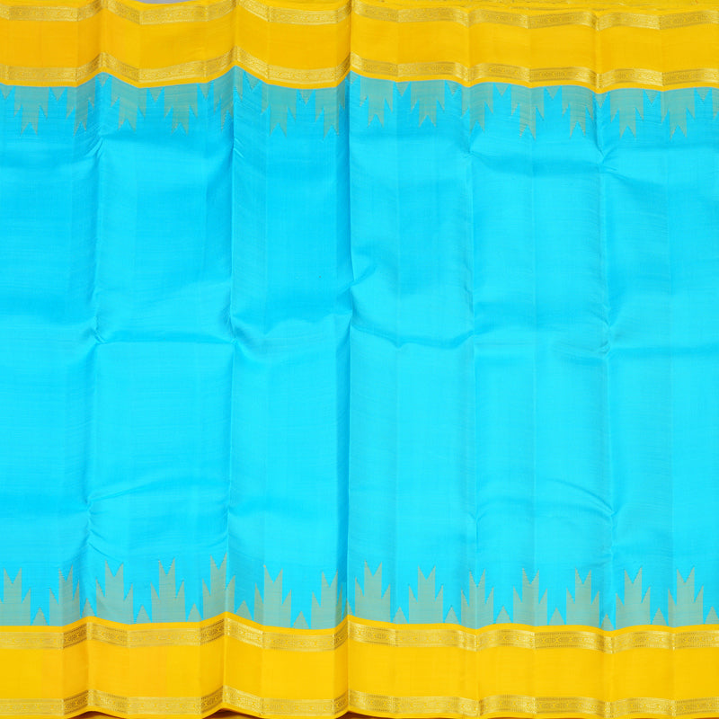 Hayagrivas Handloom Pure Kanjivaram Silk Saree Brilliant Sea Blue KBE227D1-5