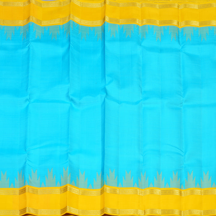 Hayagrivas Handloom Pure Kanjivaram Silk Saree Brilliant Sea Blue KBE227D1-5
