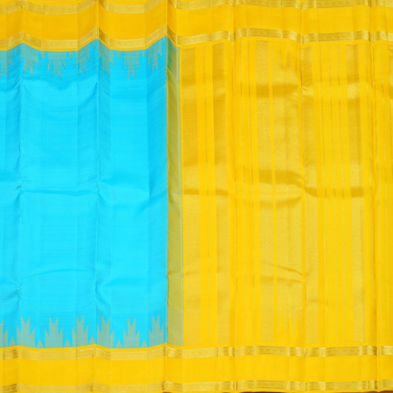 Hayagrivas Handloom Pure Kanjivaram Silk Saree Brilliant Sea Blue KBE227D1-5