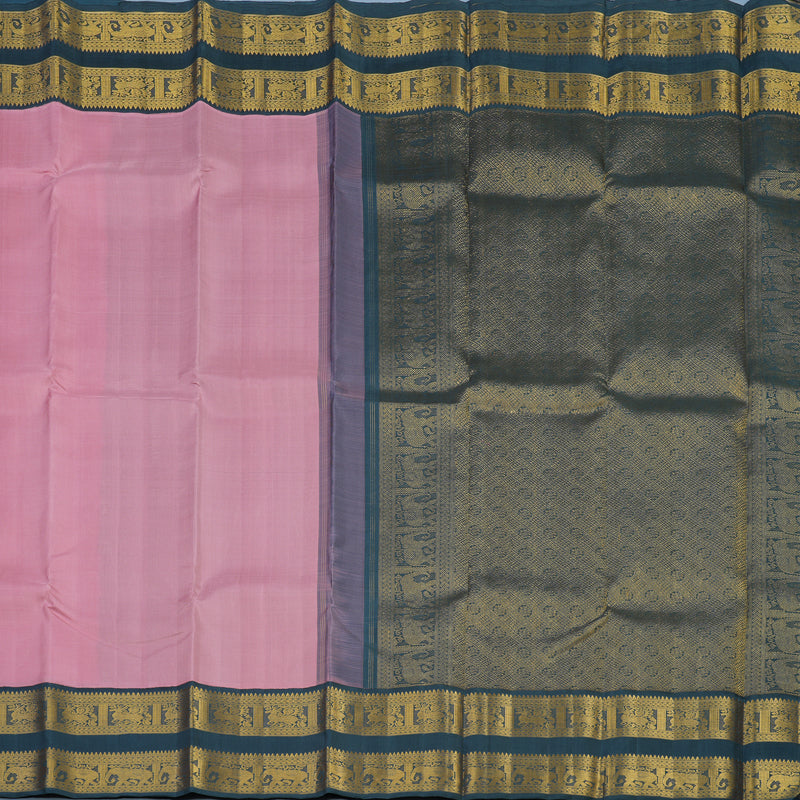Hayagrivas Handloom Baby Pink Kanjivaram Silk Saree with Grey Border KBE2281B1-2