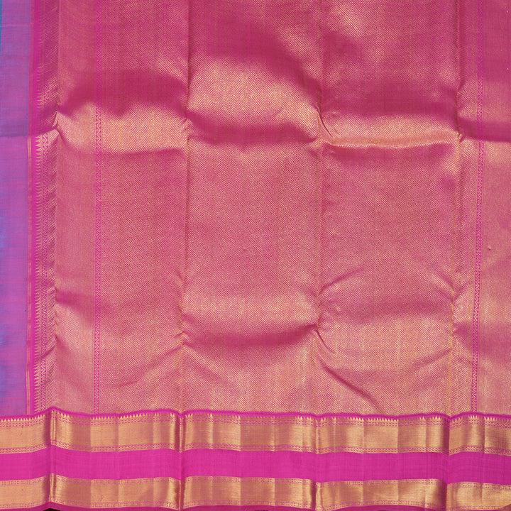 Hayagrivas Handloom Ananda Blue Kanjivaram Silk Saree with Rani Pink Border KBE2281B3-2