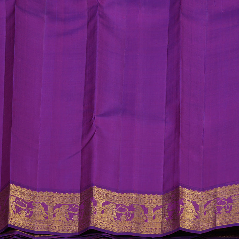 Hayagrivas Handloom Orange Kanjivaram Silk Saree with Purple Border KBE2282B5-1
