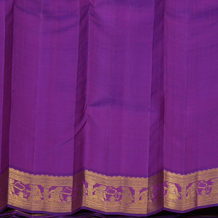 Hayagrivas Handloom Orange Kanjivaram Silk Saree with Purple Border KBE2282B5-1