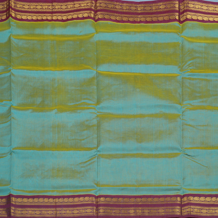 Hayagrivas Dual Tone of Blue & Yellow Pure Silk Cotton Saree KBE2283B1-2