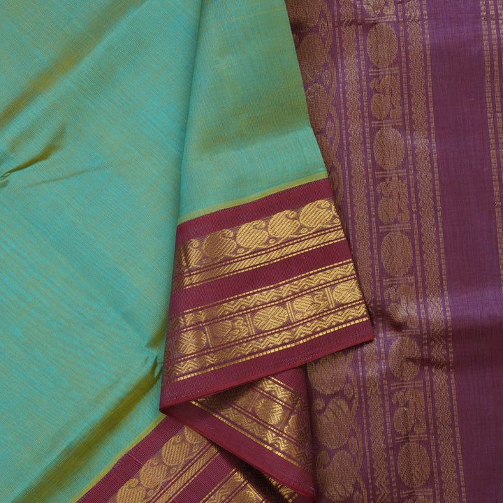Hayagrivas Dual Tone of Blue & Yellow Pure Silk Cotton Saree KBE2283B1-2