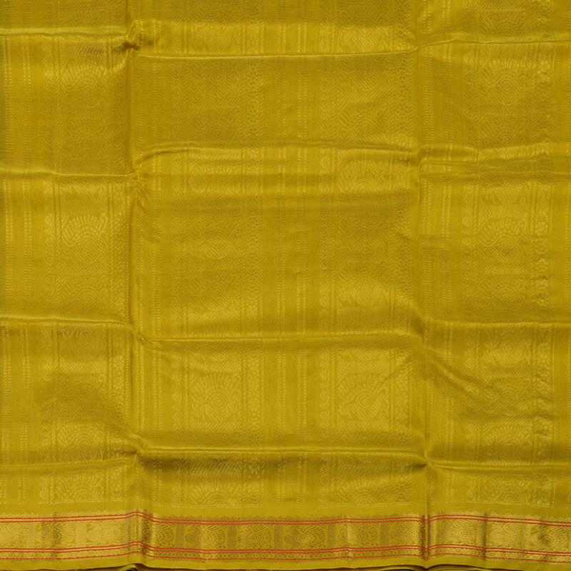 Hayagrivas Violet Pure Silk Cotton Saree with Sampanga Yellow Border KBE2283B1-3
