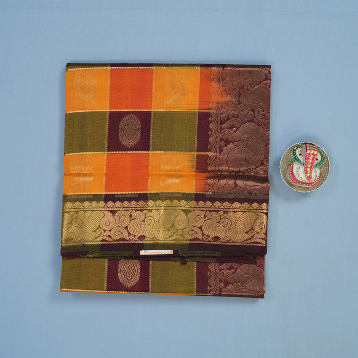 Hayagrivas Multicolour Checks Pure Silk Cotton Saree KBE2283B13-3