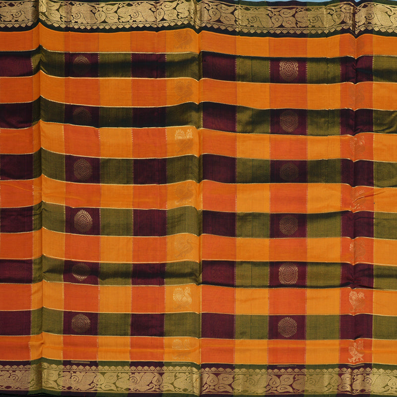 Hayagrivas Multicolour Checks Pure Silk Cotton Saree KBE2283B13-3