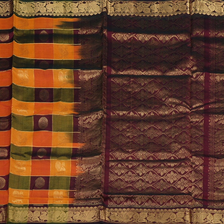 Hayagrivas Multicolour Checks Pure Silk Cotton Saree KBE2283B13-3
