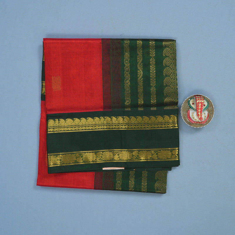 Hayagrivas Red Pure Silk Cotton Saree KBE2283B2-16