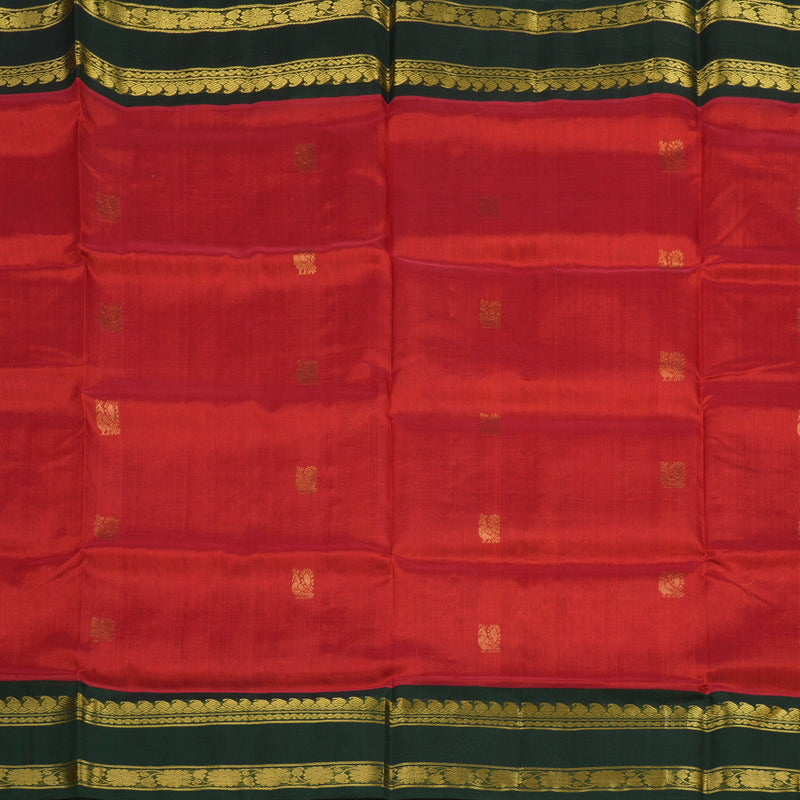 Hayagrivas Red Pure Silk Cotton Saree KBE2283B2-16
