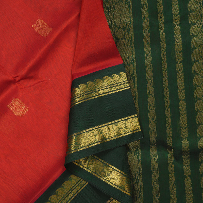 Hayagrivas Red Pure Silk Cotton Saree KBE2283B2-16
