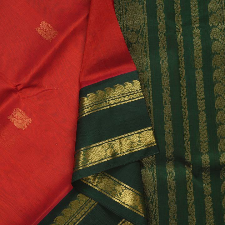 Hayagrivas Red Pure Silk Cotton Saree KBE2283B2-16