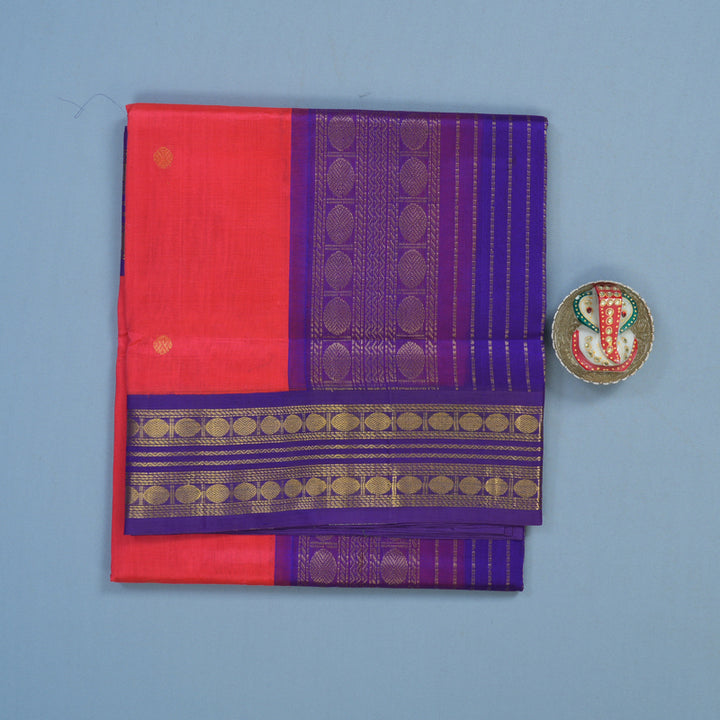 Hayagrivas Tomato Pink Pure Silk Cotton Saree KBE2283B2-17