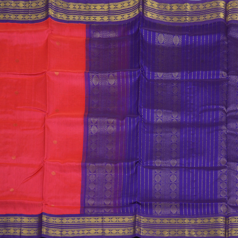 Hayagrivas Tomato Pink Pure Silk Cotton Saree KBE2283B2-17