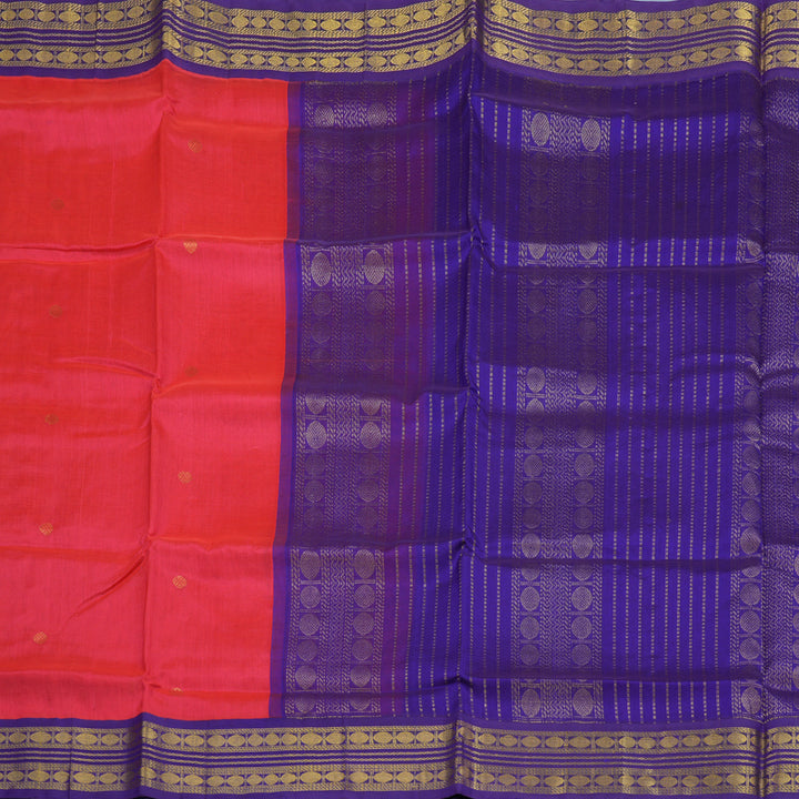Hayagrivas Tomato Pink Pure Silk Cotton Saree KBE2283B2-17