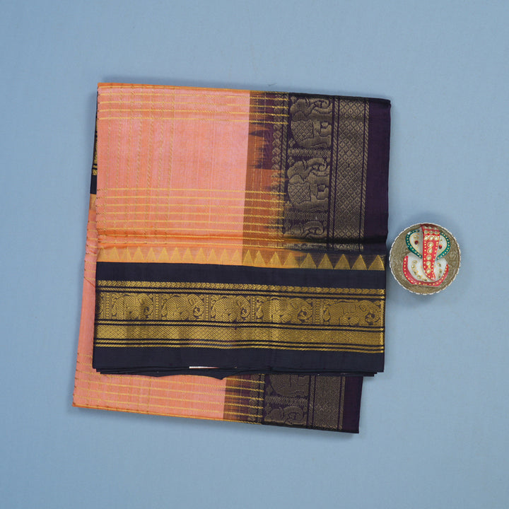 Hayagrivas Peach Pink Pure Silk Cotton Saree KBE2283B5-8