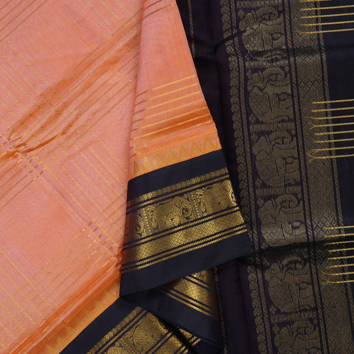 Hayagrivas Peach Pink Pure Silk Cotton Saree KBE2283B5-8