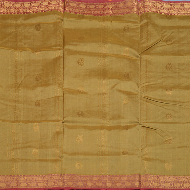 Hayagrivas Khaki Brown Pure Silk Cotton Saree KBE2283B7-1
