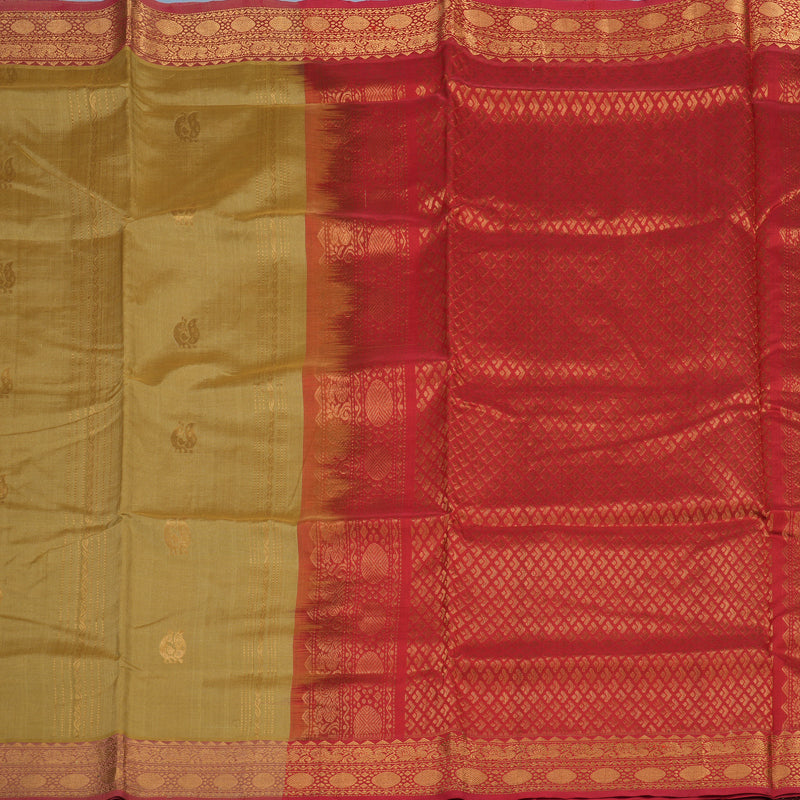 Hayagrivas Khaki Brown Pure Silk Cotton Saree KBE2283B7-1