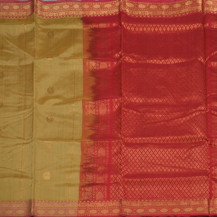Hayagrivas Khaki Brown Pure Silk Cotton Saree KBE2283B7-1