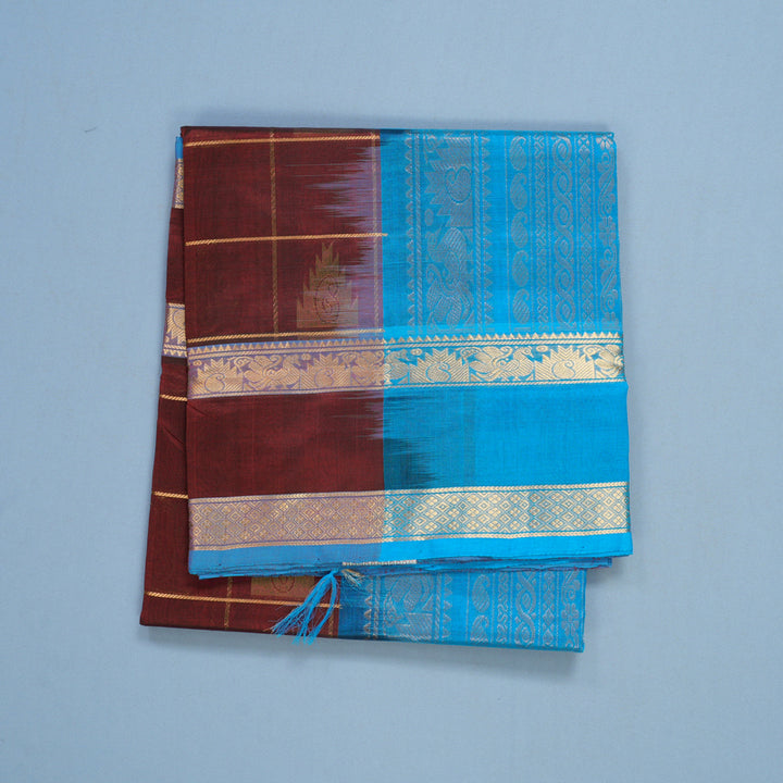 Hayagrivas Dark Maroon Pure Silk Cotton Saree KBE2283B7-10