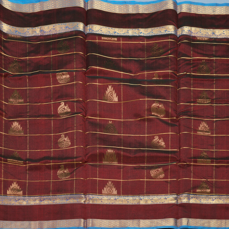 Hayagrivas Dark Maroon Pure Silk Cotton Saree KBE2283B7-10