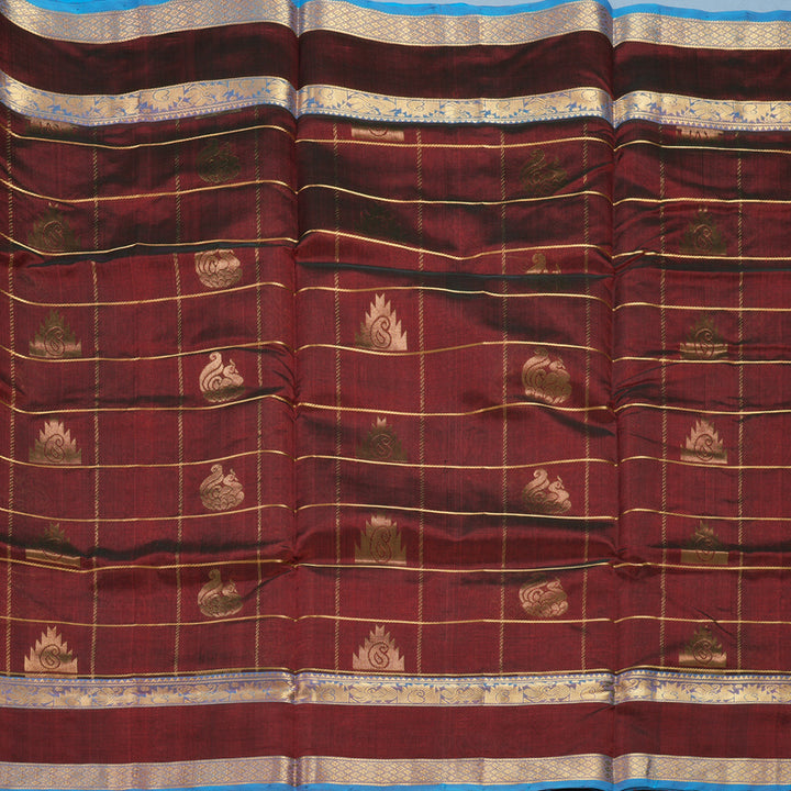 Hayagrivas Dark Maroon Pure Silk Cotton Saree KBE2283B7-10