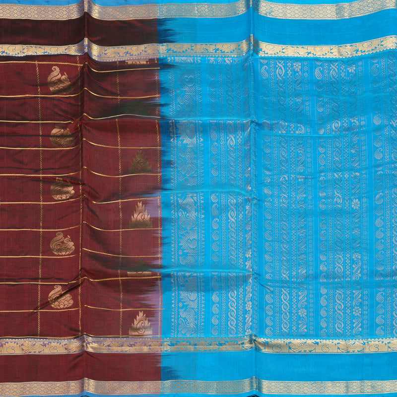 Hayagrivas Dark Maroon Pure Silk Cotton Saree KBE2283B7-10