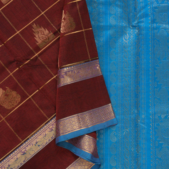 Hayagrivas Dark Maroon Pure Silk Cotton Saree KBE2283B7-10
