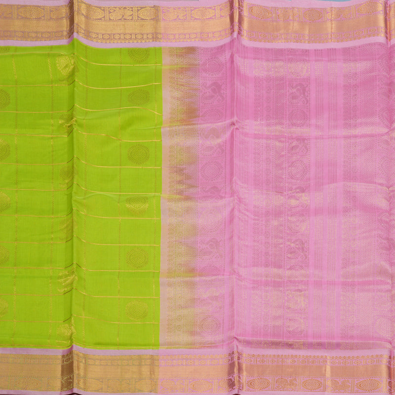 Hayagrivas Neon Green Pure Silk Cotton Saree KBE2283B7-18