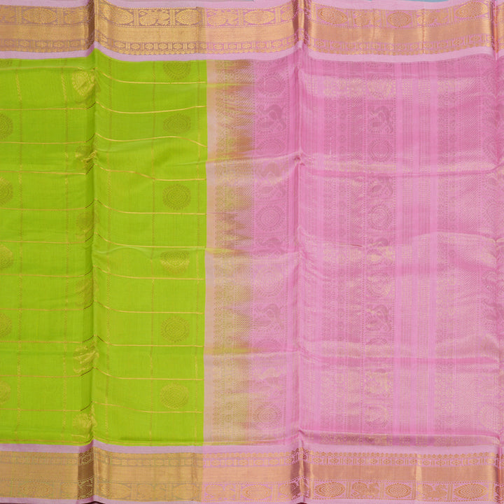 Hayagrivas Neon Green Pure Silk Cotton Saree KBE2283B7-18