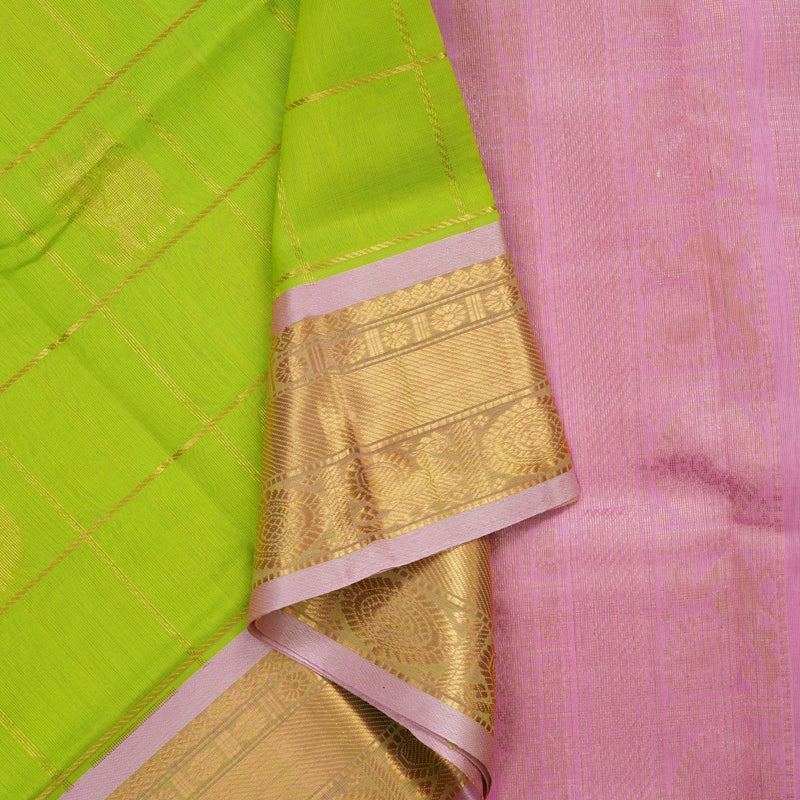 Hayagrivas Neon Green Pure Silk Cotton Saree KBE2283B7-18