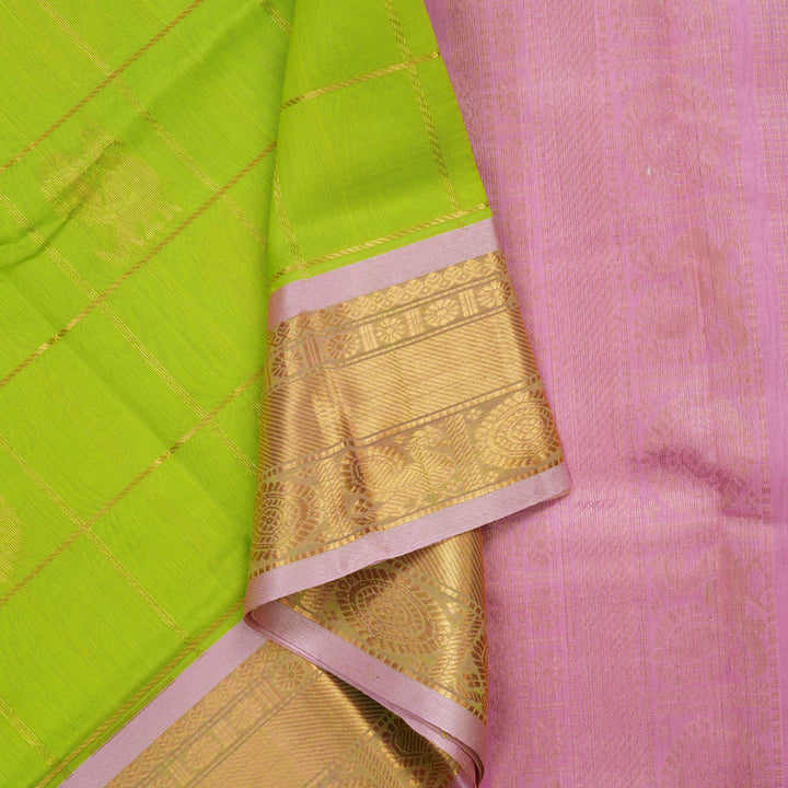 Hayagrivas Neon Green Pure Silk Cotton Saree KBE2283B7-18