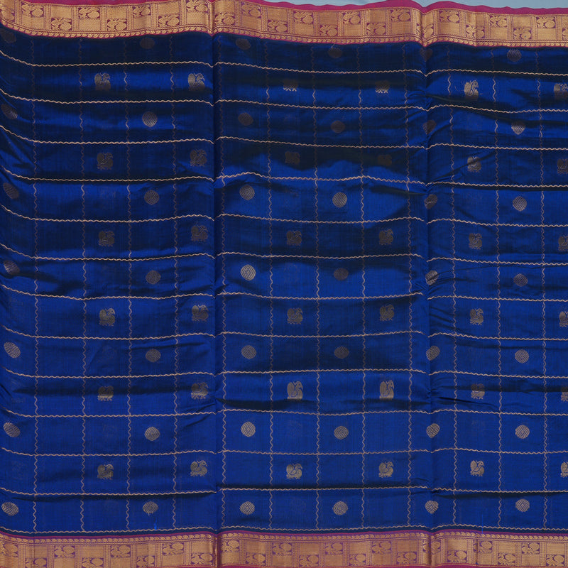 Hayagrivas Royal Blue Pure Silk Cotton Saree KBE2283B7-25