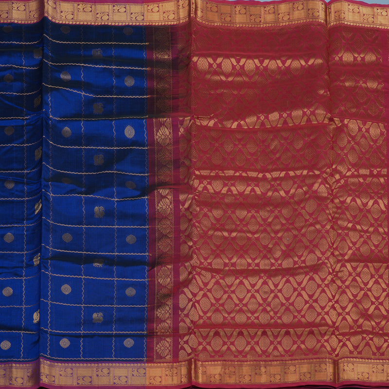 Hayagrivas Royal Blue Pure Silk Cotton Saree KBE2283B7-25