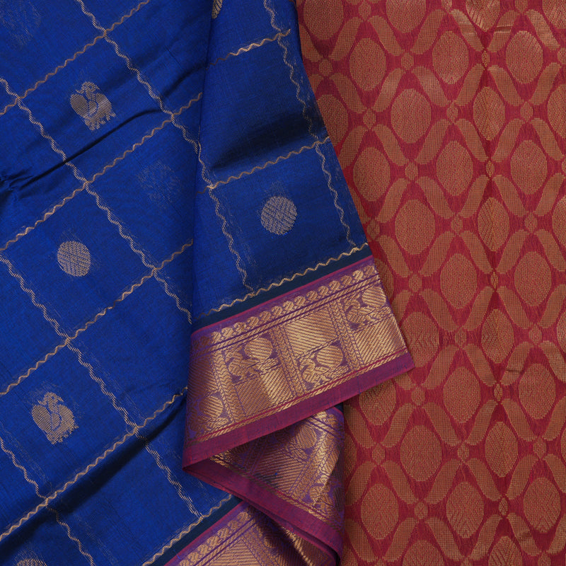 Hayagrivas Royal Blue Pure Silk Cotton Saree KBE2283B7-25