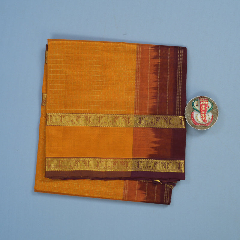 Hayagrivas Turmeric Yellow Pure Silk Cotton Saree KBE2283B9-6