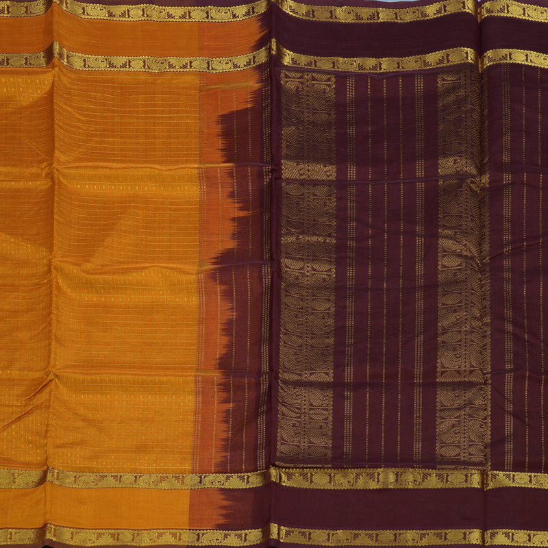 Hayagrivas Turmeric Yellow Pure Silk Cotton Saree KBE2283B9-6