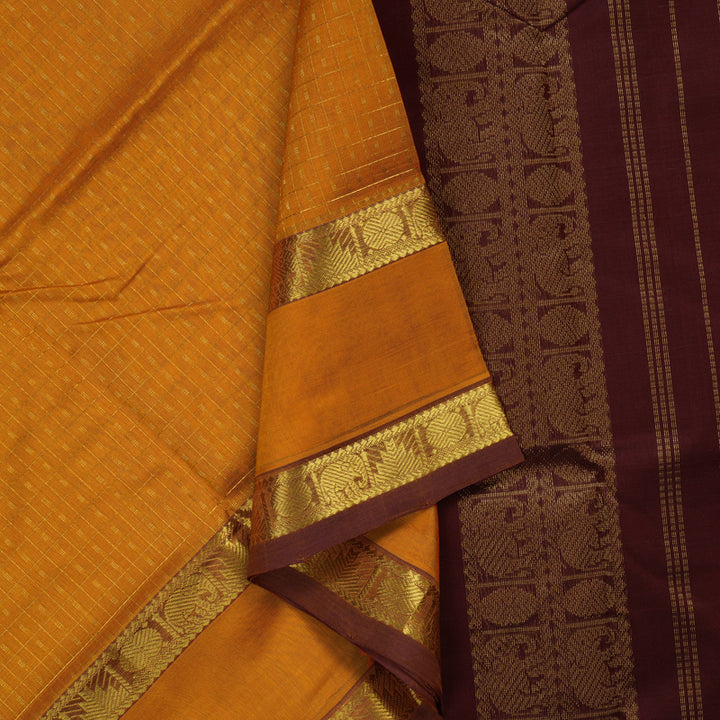 Hayagrivas Turmeric Yellow Pure Silk Cotton Saree KBE2283B9-6